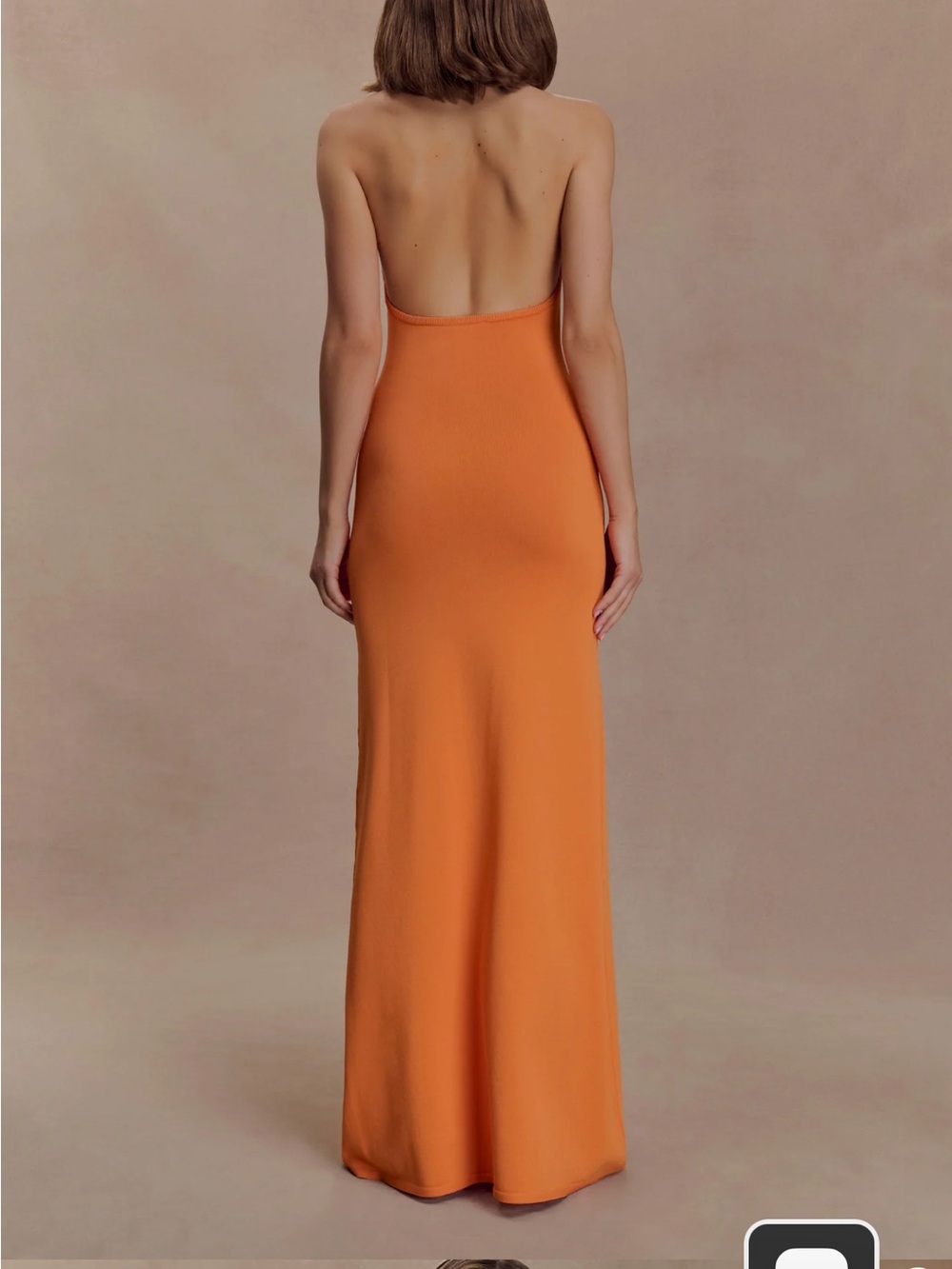 Meshki Orange Backless Slip Maxi Dress